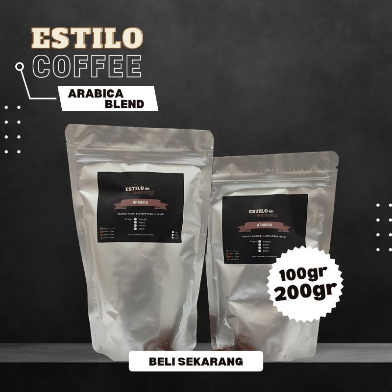 

ESTILO COFFEE Kopi Arabica Blend Kopi Bubuk Murni dari Biji Kopi Arabika Merah dan Hijau
