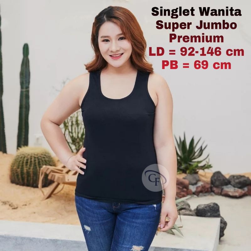 Singlet Wanita Jumbo PREMIUM / Tanktop Tali Kecil Jumbo Wanita Big Size