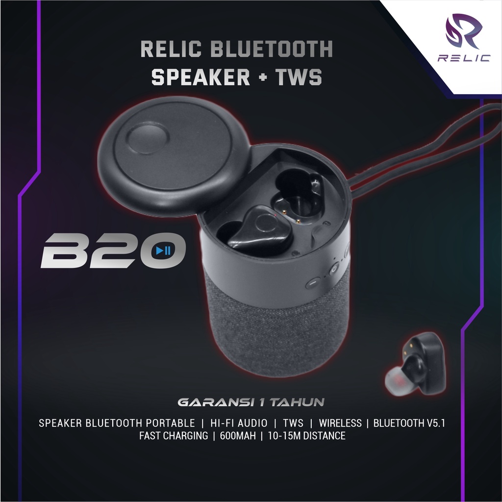 Speaker Bluetooth Relic Dengan TWS Super Bass Pengeras Suara Perangat Audio Premium Termurah