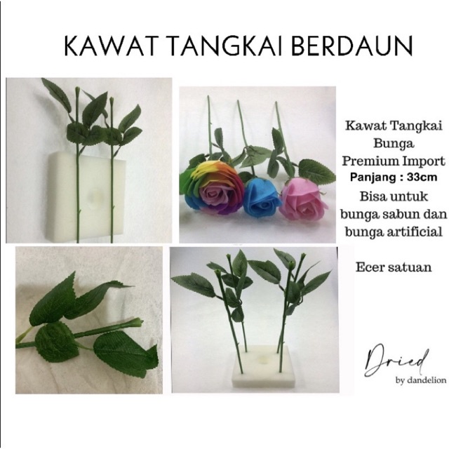 KAWAT TANGKAI BUNGA BERDAUN TANGKAI BUNGA ARTIFICIAL IMPORT PREMIUM TANGKAI KAWAT PLASTIK