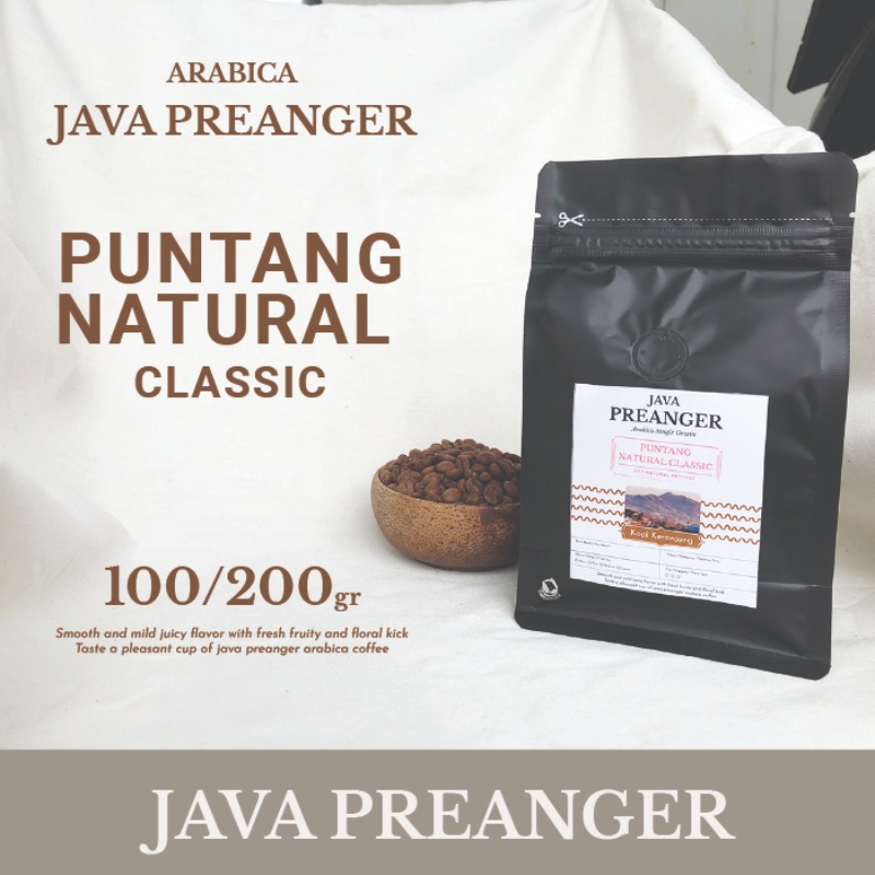 

Arabica Java Preanger Puntang Natural Classic Kopi Bean, Bubuk 100-200gr