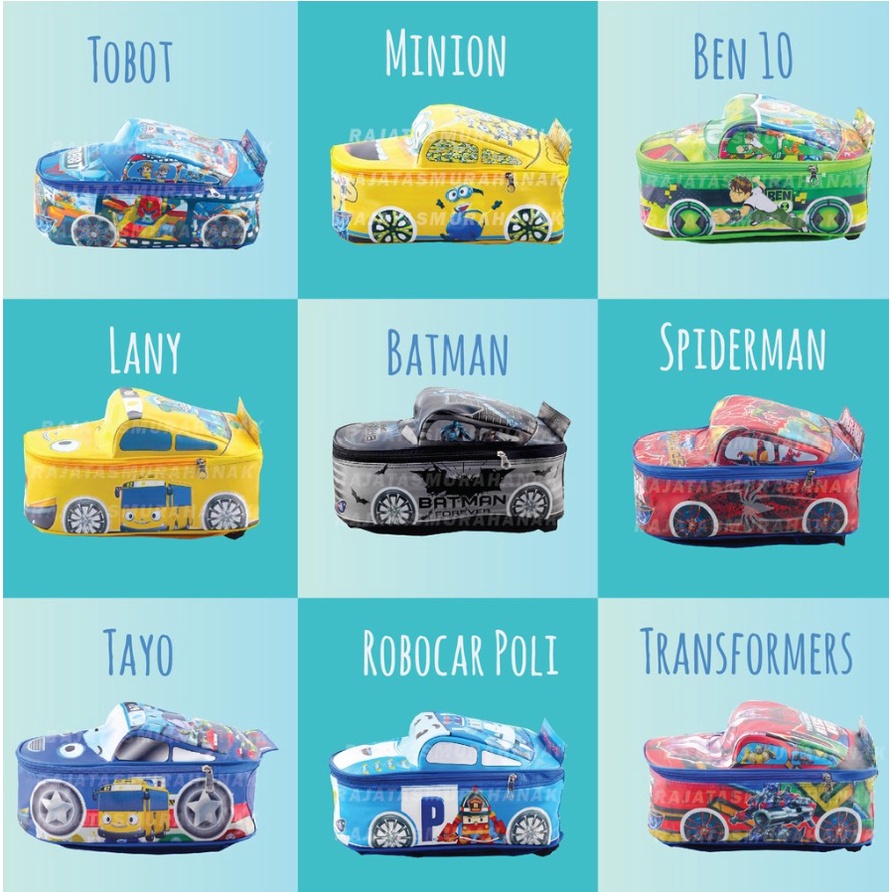 PA TERMURAH !! TAS RANSEL SEKOLAH ANAK PAUD PAUT / TK CARS BENTUK MOBIL TAYO LITTLE BUS TAHAN AIR - TA006