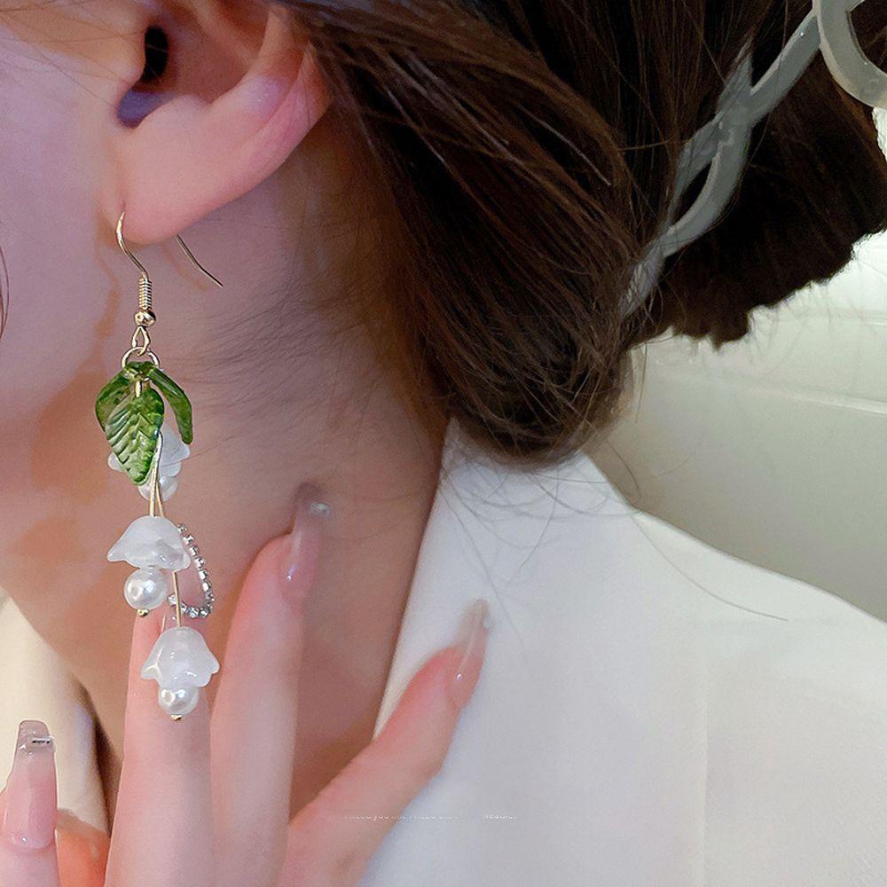 Hadiah Anting Wanita Agustinina Bunga Mutiara Prancis Peri Manis Gaya Korea Ear Drop