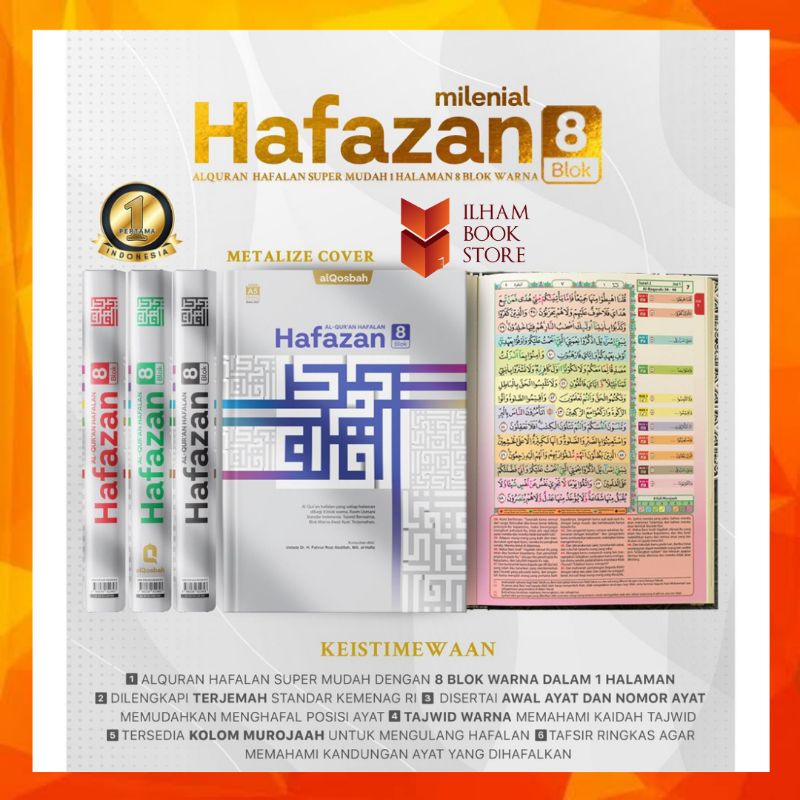 A5 | Al Quran Hafalan Hafazan 8 Blok Cover Metalizing Milenial Terjemah - Alquran Hafalan 8 Blok - A