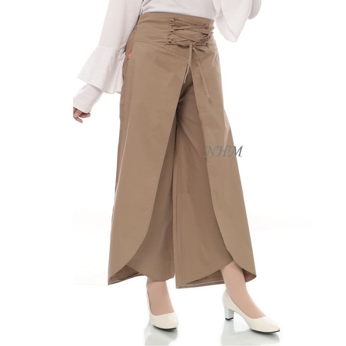 Celana kulot Rok Melisa Cream ala korea Resleting Kancing 7/8 premium K2H2 terbaru rayon pinggang ka