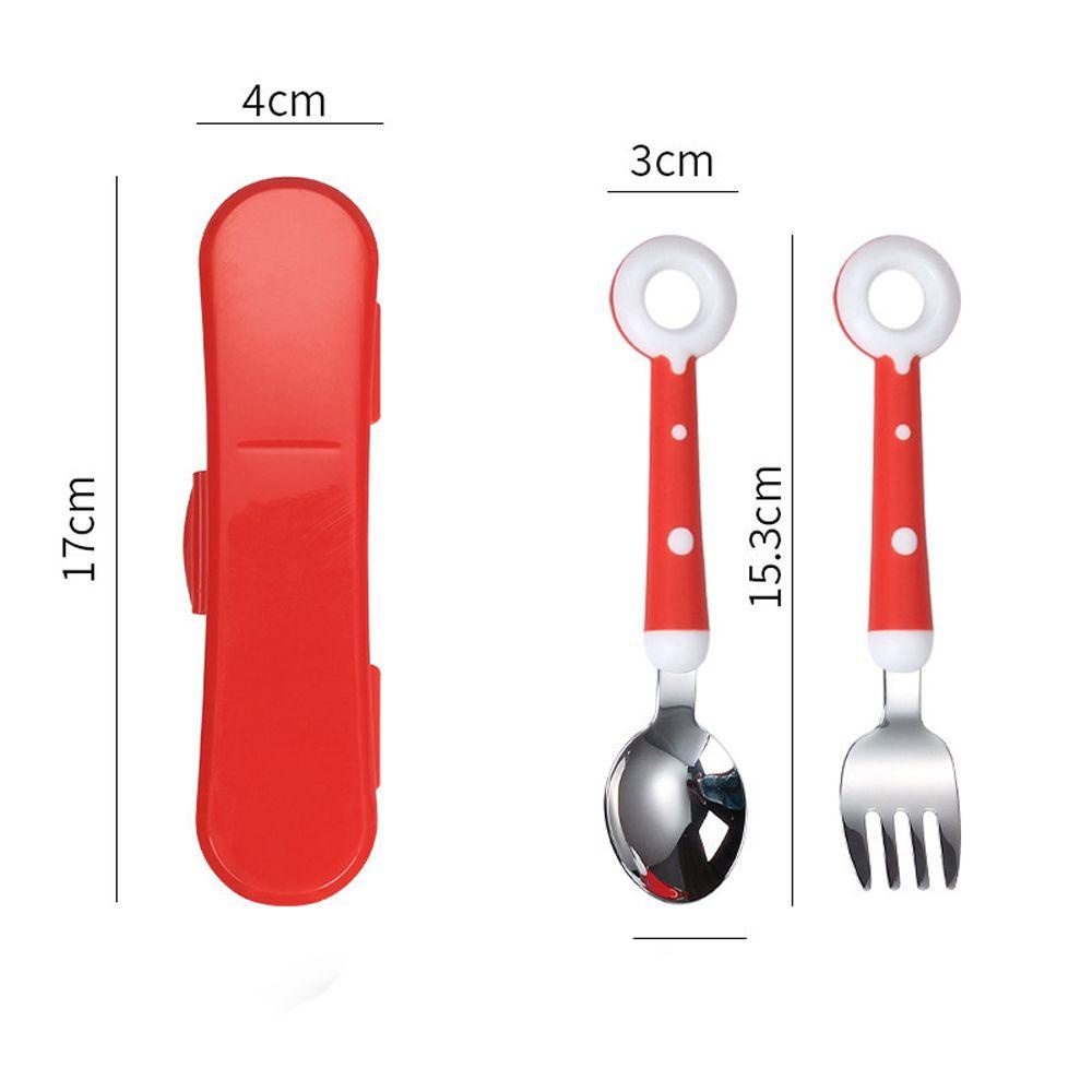 Needway   Peralatan Anak Peralatan Makan Lucu Portabel Stainless Steel Bayi Kartun Makan Sendok