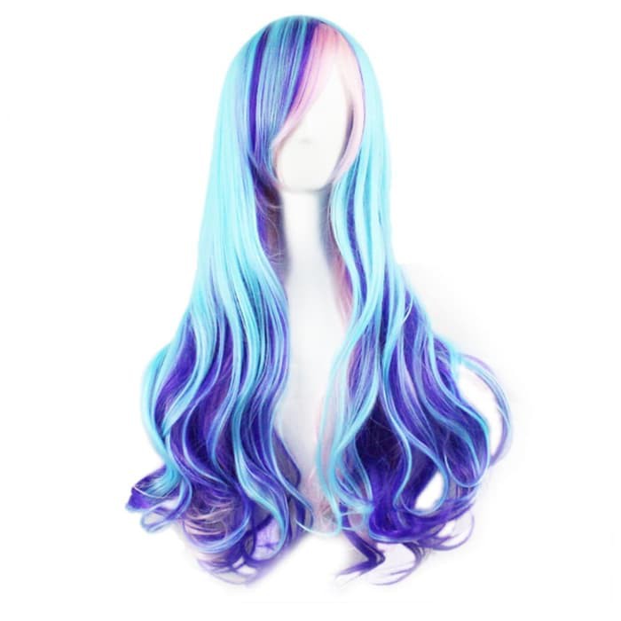 Unik Wig anime panjang rambut biru pink cosplay idol lingerie Diskon
