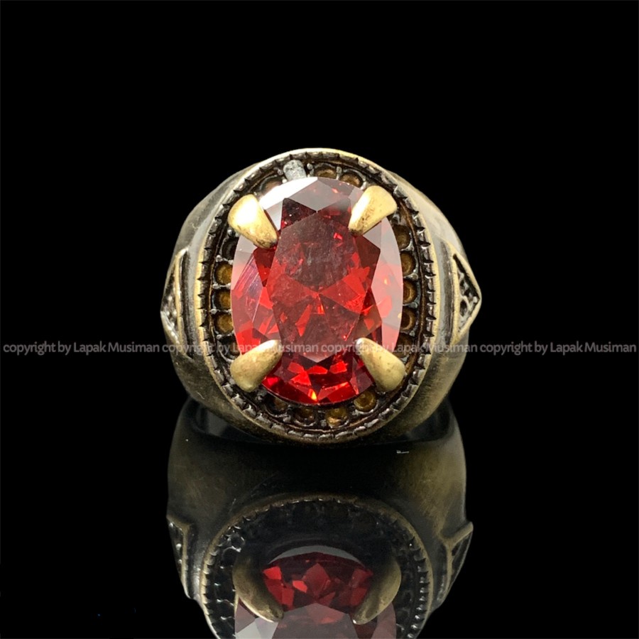 [Bayar di Tempat] Cincin Pria Merah Ruby Super Ekslusif