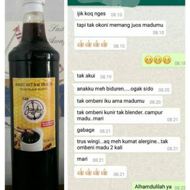 

Madu Hitam Pahit 600 ml ( netto : 850 gr)