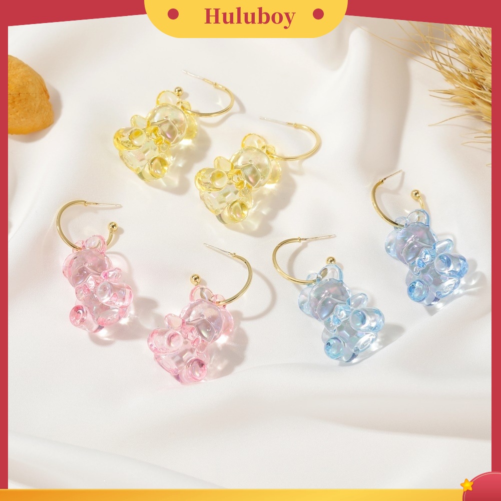 Hu Hu Hu Hu Hu Alat Bantu Pasang Kacamata♡ Perhiasan Anting Bentuk Beruang Transparan Tiga Dimensi Untuk Hadiah Wanita