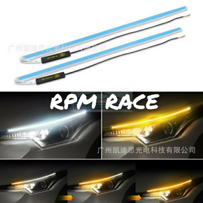 Lampu LED Alis Slim DRL Model Fleksibel WaterProof 60cm 2 warna running 60cm HeadLamp  (1pc)