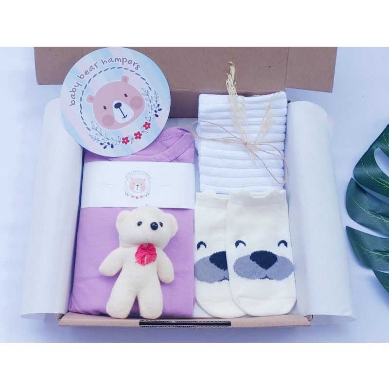 BB1 -  Hampers Bayi / Baby Hampers / Newborn Baby Gift Set / Baby Gift / Kado Bayi / Kado Lahiran / Kado Anak lahir / kado anak / hadiah kelahiran-Klasik bear purple