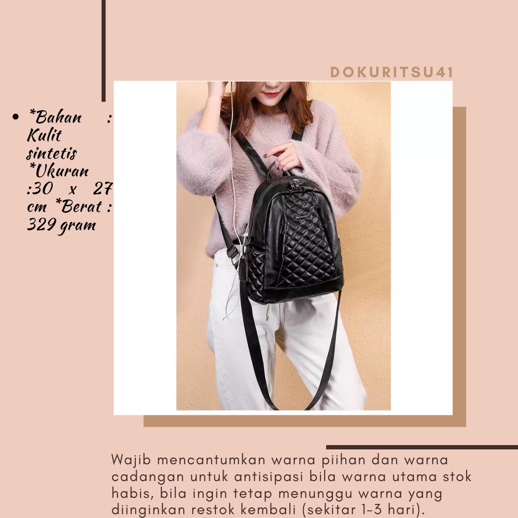 TAS RANSEL BACKPACK GENDONG BELAKANG WANITA CEWEK KANVAS IMPORT KOREA MURAH MULTIFUNGSI VEY