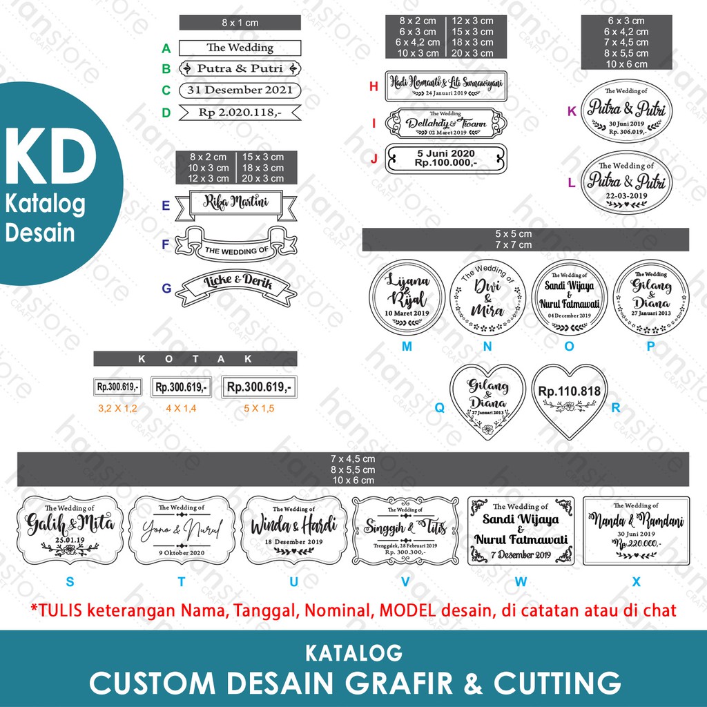 PO Nama Tanggal Nominal Text CUSTOM GRAFIR Cutting Akrilik Cermin Emas / Perak Mahar Seserahan