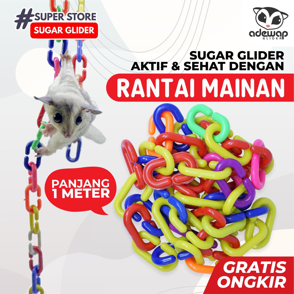 ADEWAP GLIDER Rantai Mainan Sugar Glider 1 Meter Rainbow