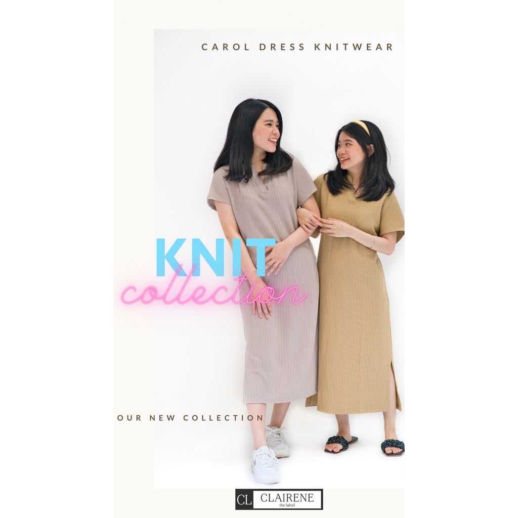CAROL DRESS KNITWEAR | Dress Casual Knit Polos Sweater Waffle Rajut Korea Haul