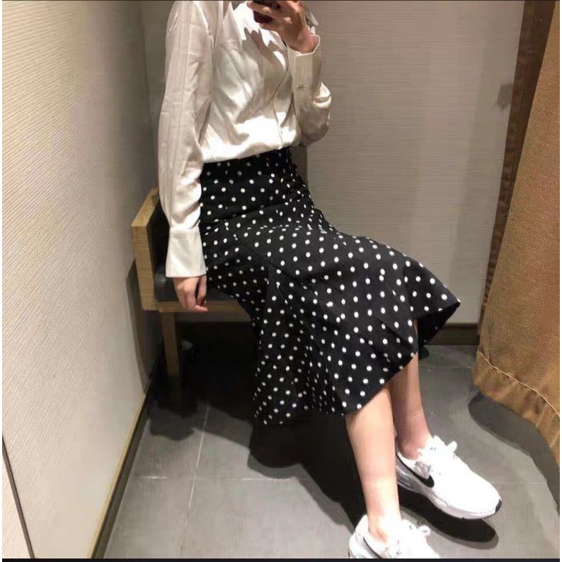 SKIRT POLKA MERMAID.PEPLUM.ROK WANITA KOREAN STYLE FIT TO XL-3
