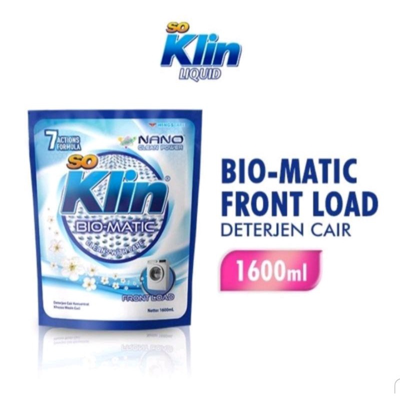 SO KLIN bio matic front load 1600 ml detergent cair Soklin sabun cuci detergen deterjen 1.6L Fresh S
