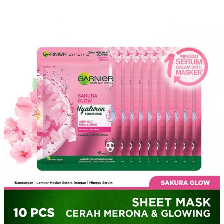 GARNIER MASKER WAJAH ISI 10 ALL VARIAN ,ALL WARNA