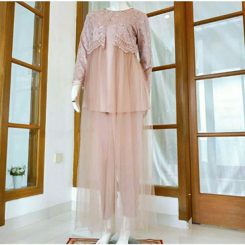 LONG OUTER BRUKAT TILE PESTA/CARDIGAN BROKAT/ BISA REQUEST WARNA