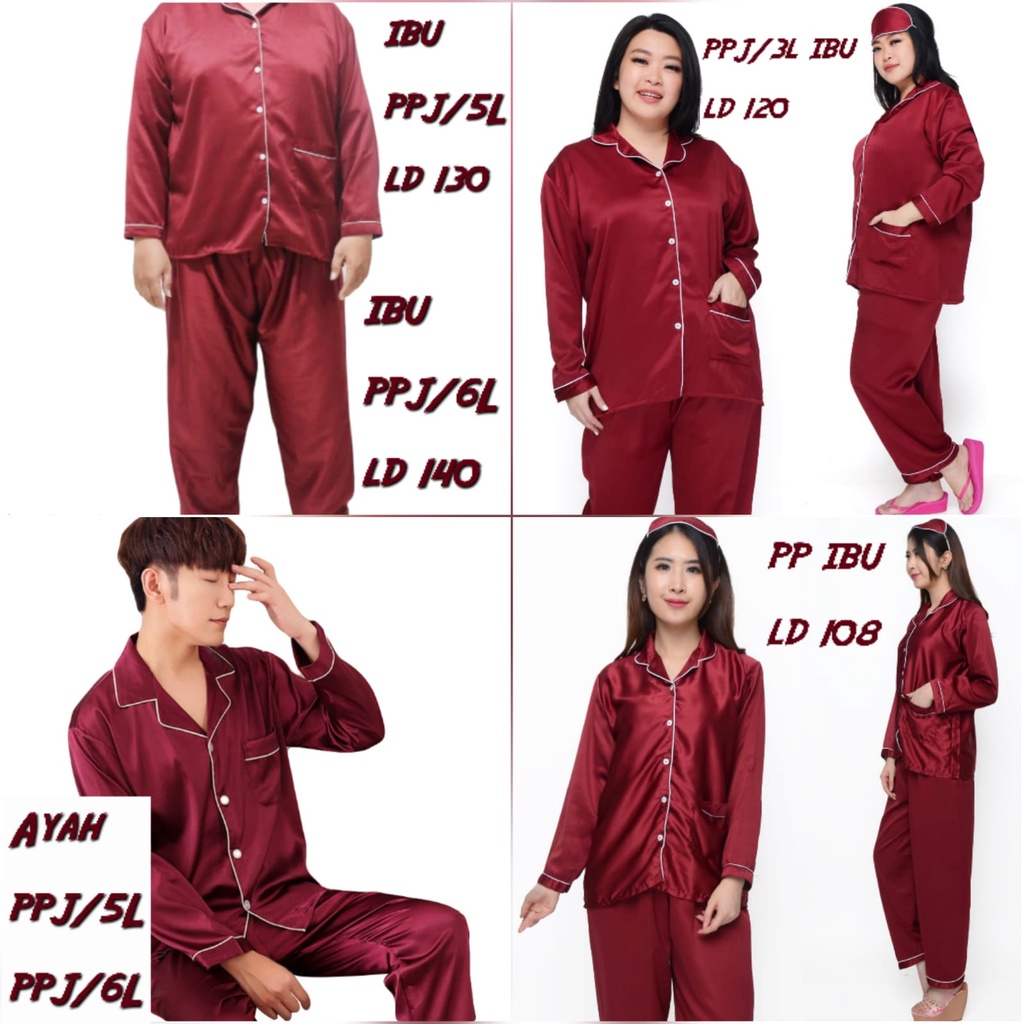 BAJU TIDUR LENGAN PANJANG PASANGAN/COUPLE JUMBO COWOK LD 130 140 DAN CEWEK DEWASA
