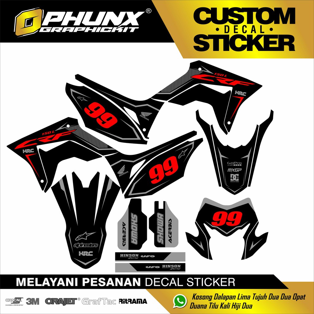 Sticker Decal Custom Honda CRF 150 L Design Bebas Stiker Terbaru