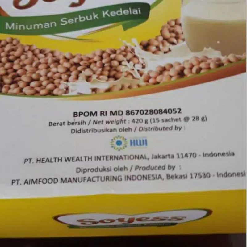 

Soyess Minuman Serbuk Kedelai Penggemuk Badan 100% Original