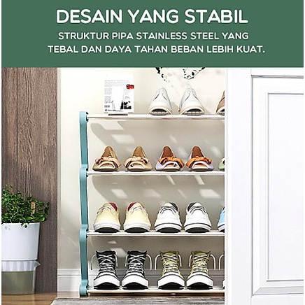 Samono Rak Sepatu 4 Susun Anti Karat Shoe Rack Sandal Holder Rak Sepatu Lipat Serbaguna Storage Rak Kamar Mandi