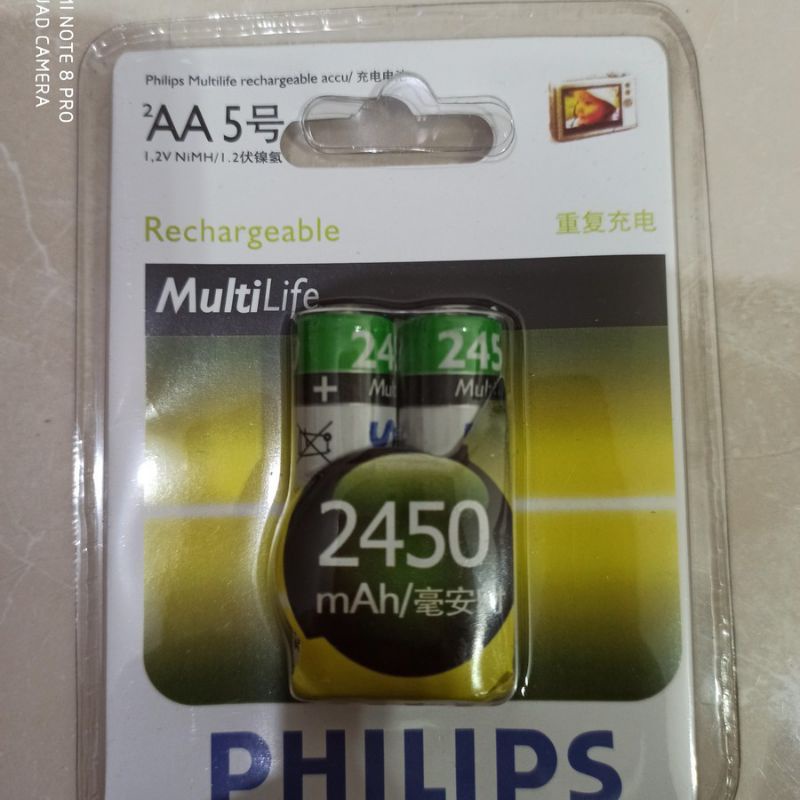 Baterai Charger PHILIPS AA 2450Mah 1.2V Batrei Batre Cas AA Philips 2450Mah Battery Rechargerable