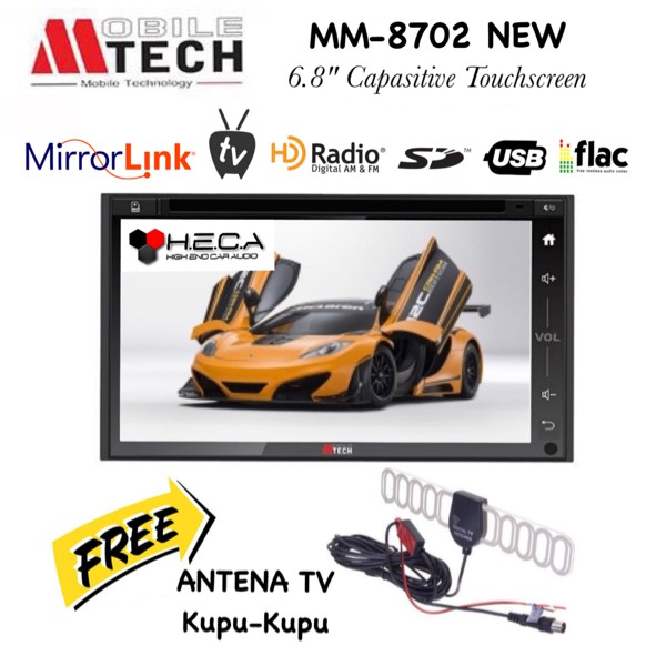 Mtech MM-8702 NEW Mirrorlink Head Unit Double Din 6.8" Tape TV Mobil