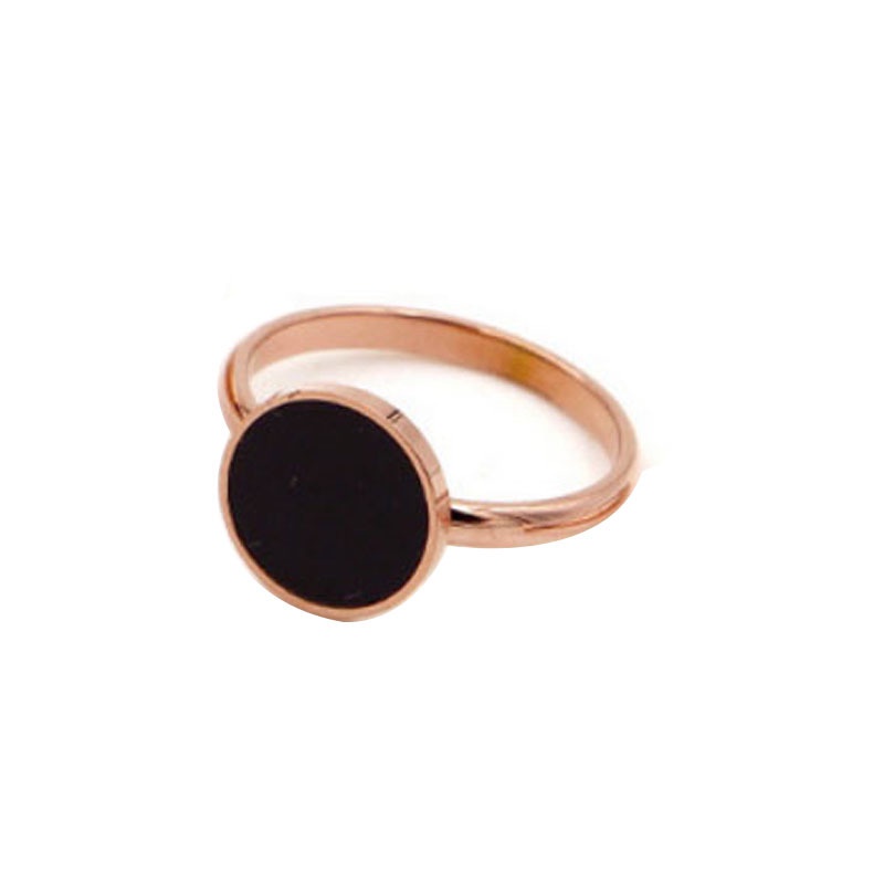 ➰CKK➰K35 Cincin minimalis bulat hitam polos wanita