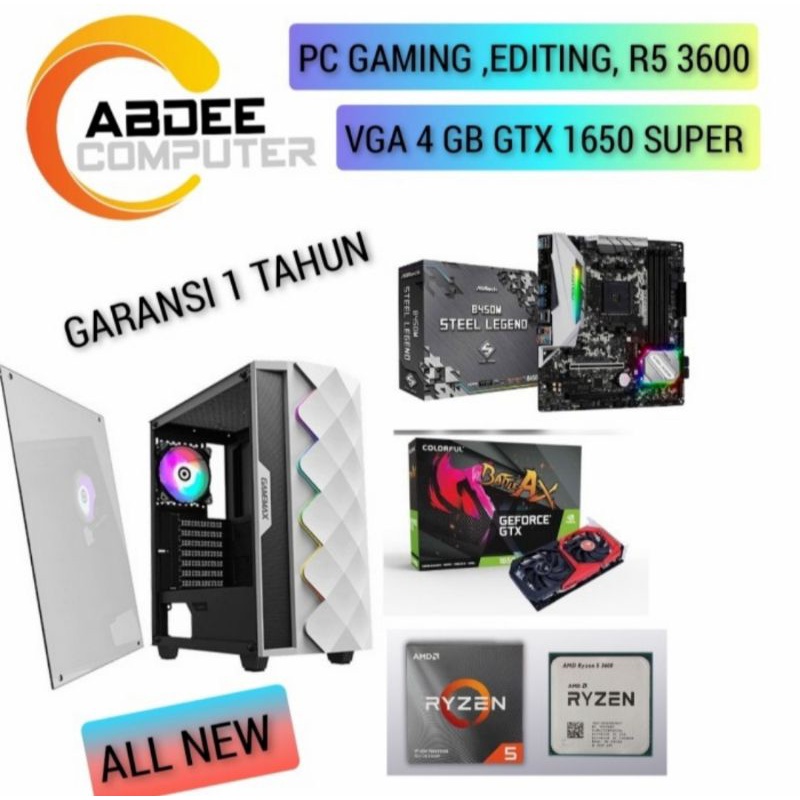 PC GAMING AMD RYZEN 5 3600 RAM 16 GB B450M STEEL LEGEND VGA 4 GB GTX 1650 SUPER EDITING