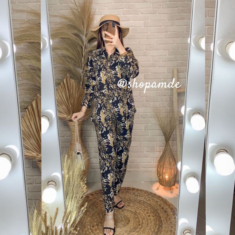 ONE SET (PIYAMA) / BAJU TIDUR HITS / PIYAMA VIRAL / OVER SIZE/ KATUN RAYON / Motif AirinBY @SHOPAMDE