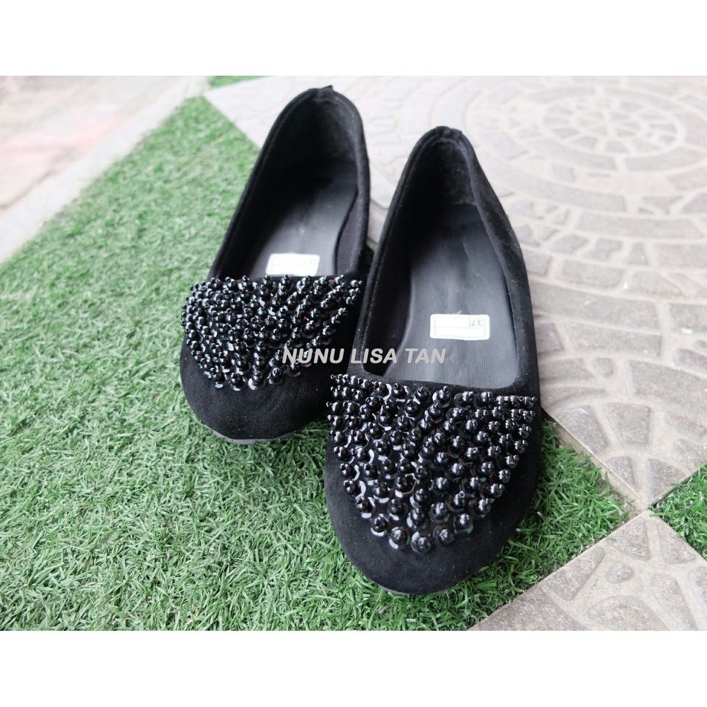 NunuLisaTan MOTE - Balet flat shoes sepatu wanita teplek casual simple polos trendy hitam