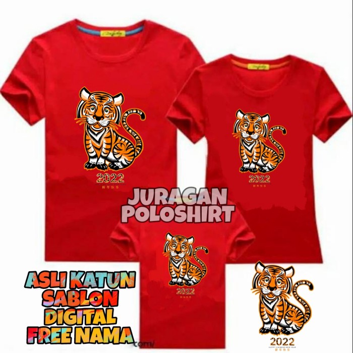 KAOS IMLEK 2022 TIGER-KAOS IMLEK FAMILY-KAOS UNISEX PRIA/WANITA-JRG38 - kaos distro imlek 2022