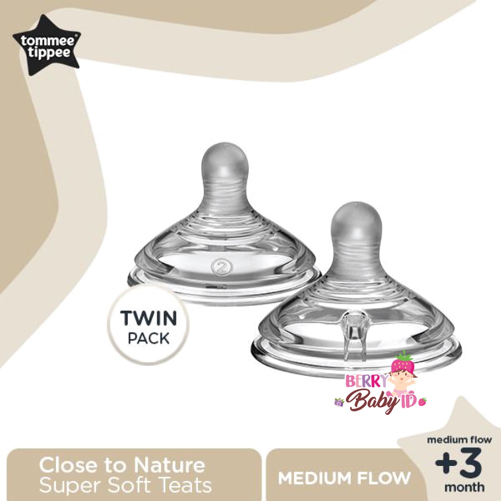 Tommee Tippee Closer to Nature Soft Teat Dot Botol Susu Bayi Wide Neck Berry Mart