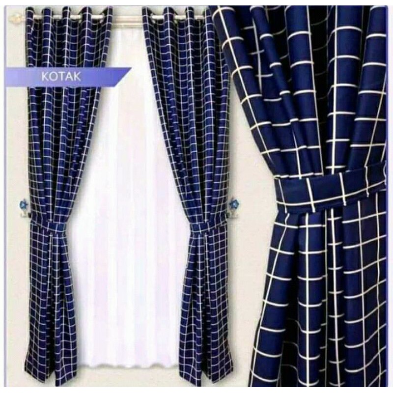 Gorden minimalis gorden katun motif kotak