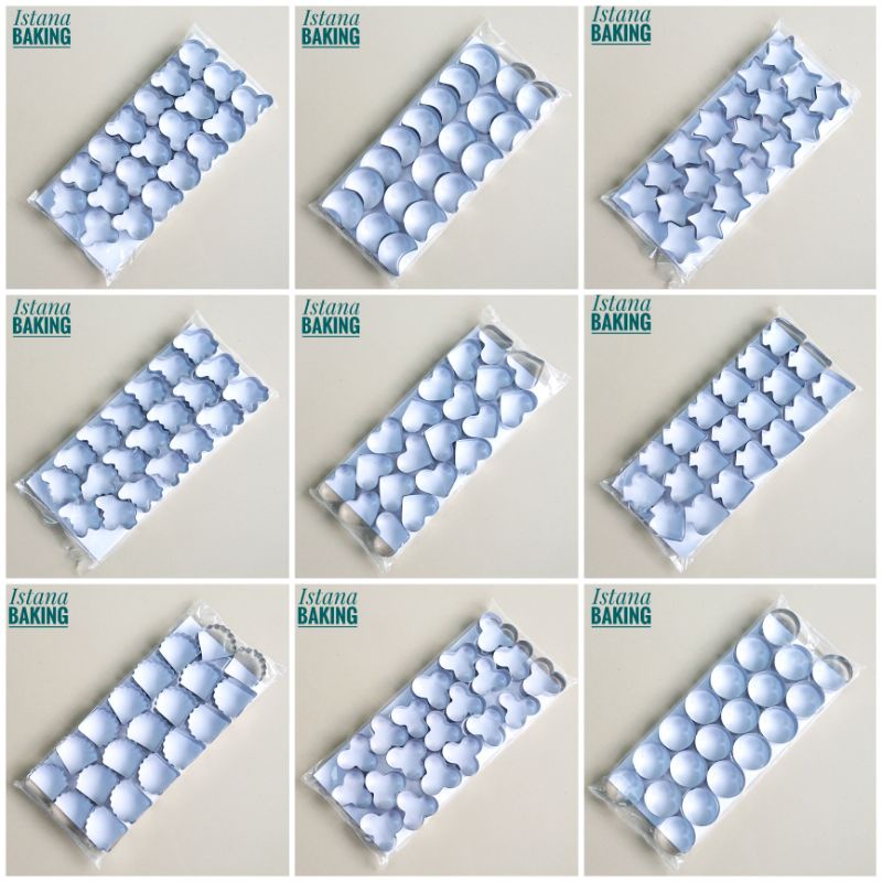 20pcs Cetakan Kue Kering Cookie Cutter Nastar Kastengel Kue Kacang Putri Salju Stainless Steel