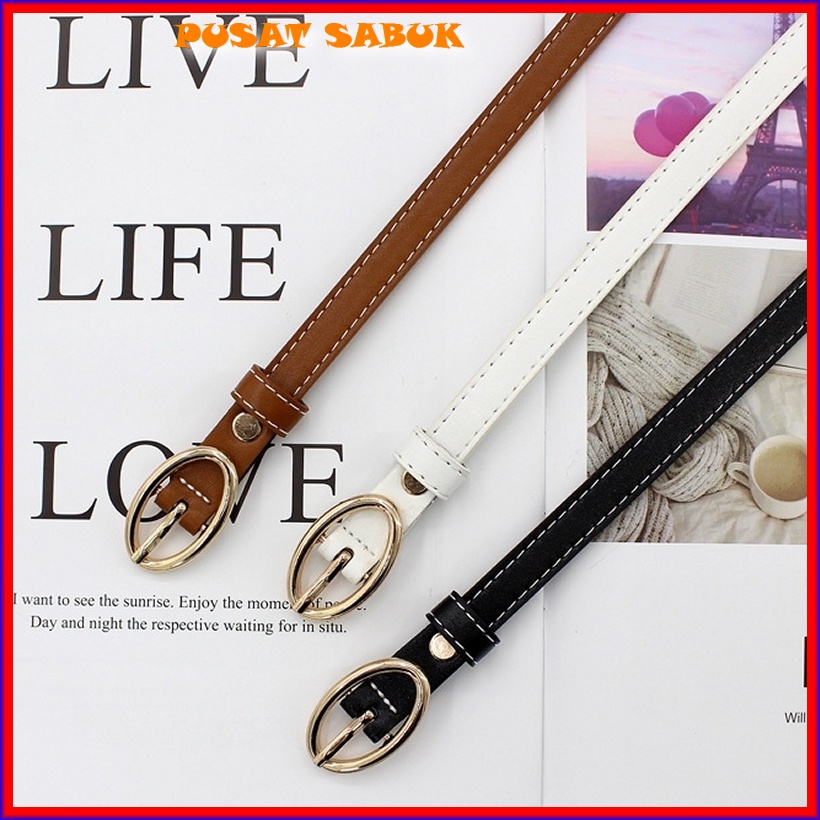 Gesper Belt Kecil Sabuk Wanita Kulit Ikat Pinggang Tali Fashion Korea Women Gasper Kulit Pesta Warna Kekinian Blet Grosir Import Murah Merah hitam Coklat Putih