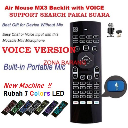 [Backlight Version] Air Mouse Gyro Sensing + Keyboard MX3 Backlit / MXiii 2.4 Ghz with IR