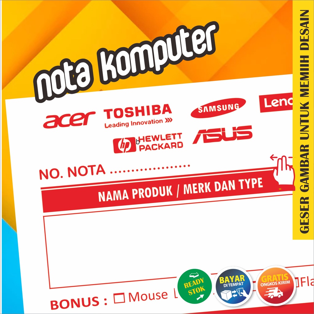 

Nota Toko dan servis Komputer 2 Rangkap - siap kirim