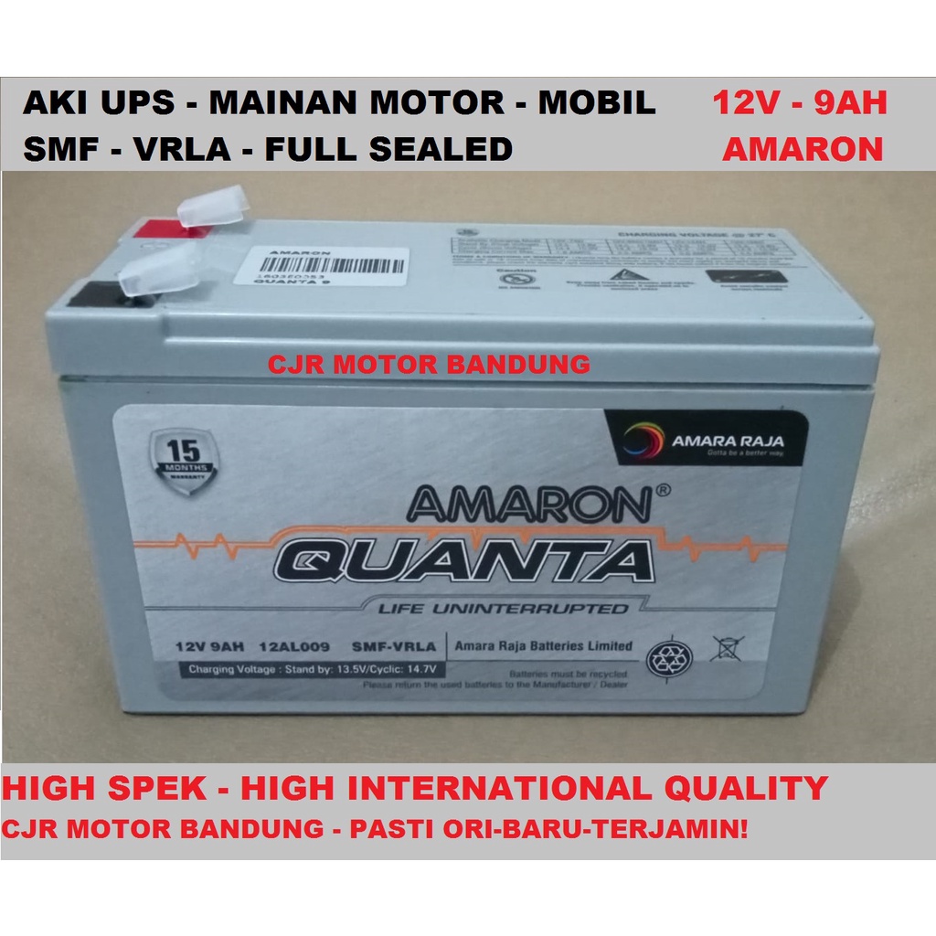 AMARON QUANTA Aki Battery 12V 9Ah baterai UPS Mainan Motor Mobil 12FM7