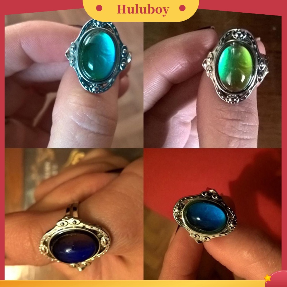 Hu Hu Hu Hu Hu Alat Bantu Pasang Kacamata♡ Cincin Mood Ring Adjustable Berubah Warna Sesuai Temperatur Gaya Vintage Untuk Priawanita