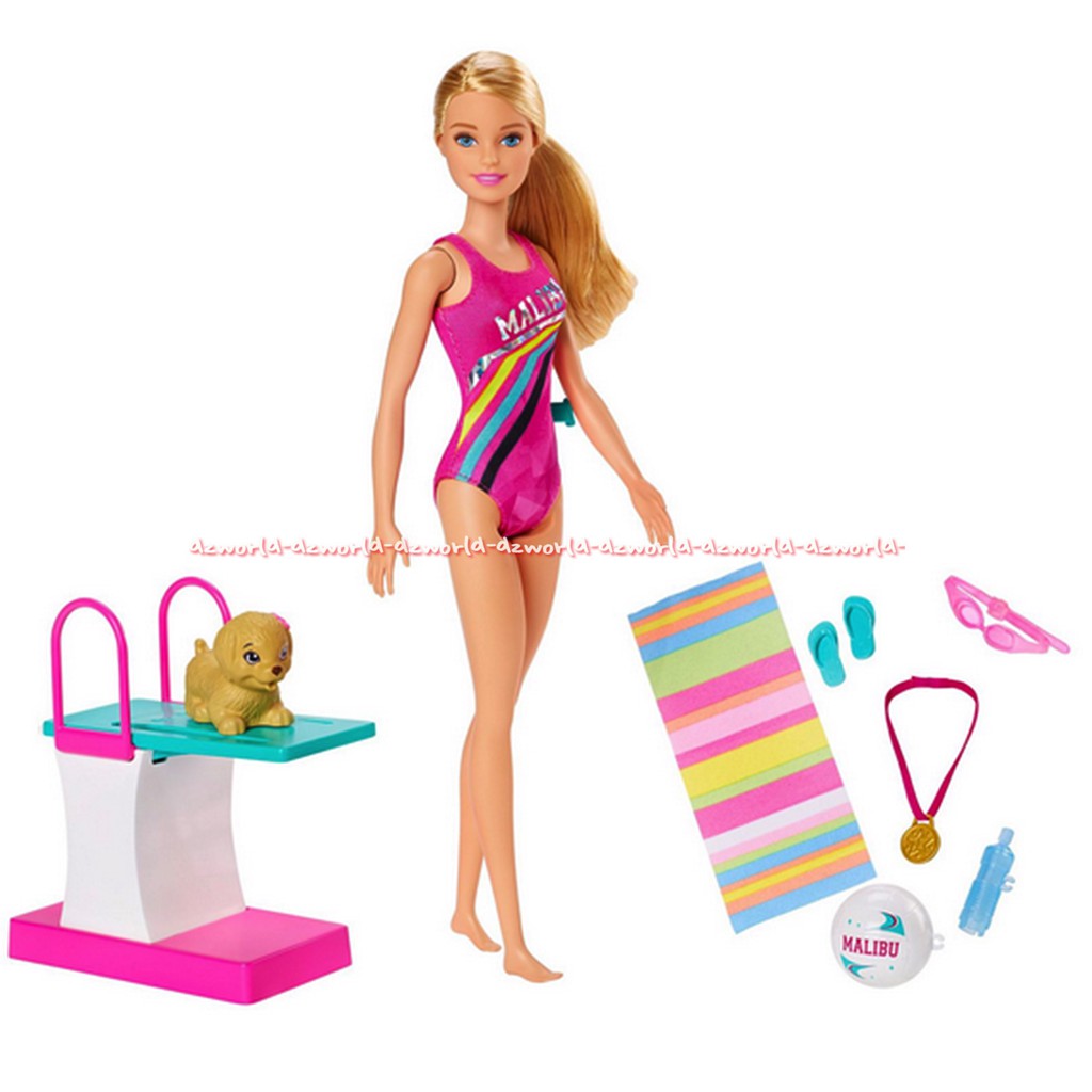 Barbie Swim n Drive Olympiade Mainan Boneka Barbie Bisa Berenang