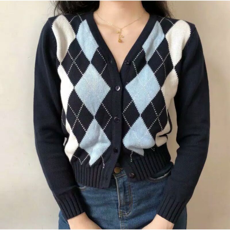 Longsleeve korea rajut cardigan rompi crop