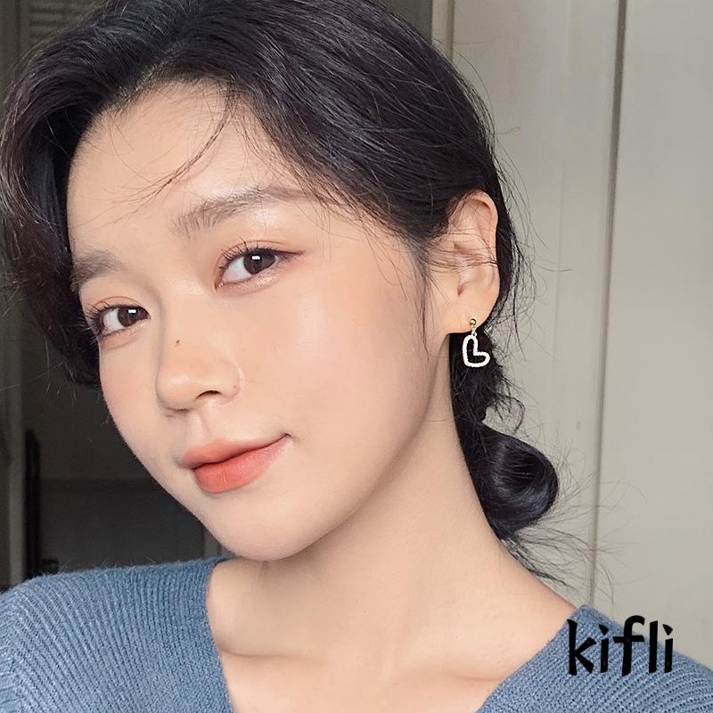 Anting Klip Handmade Desain Hati Hias Full Berlian Untuk Wanita