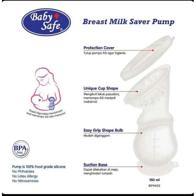 Baby Safe Milk Saver Pump / Pompa Asi Silikon 150ml Penampung Asi