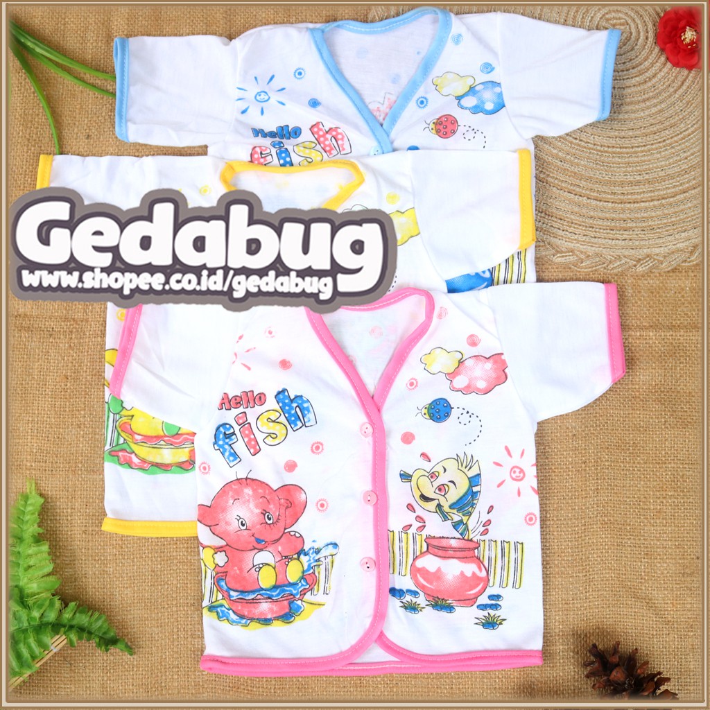 6pcs - Baju Boboko Sablon PENDEK | Perlengkapan Pakaian Bayi New Born