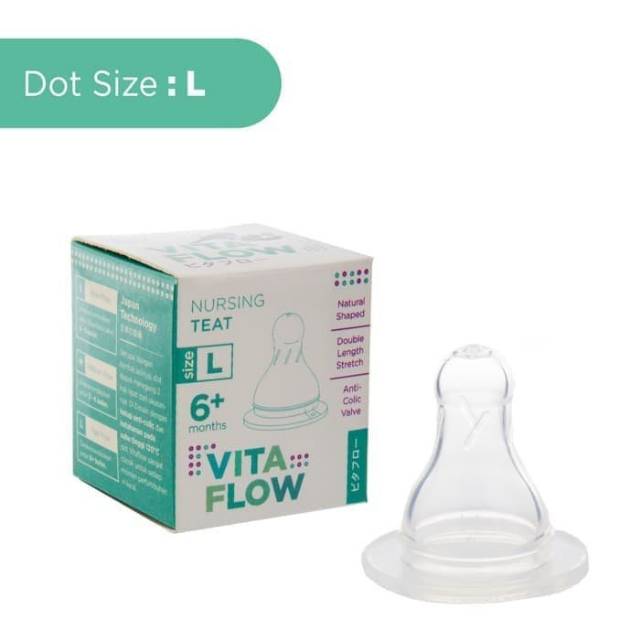 VITAFLOW Standard  Neck Nipple 1pc Dot Pengganti Teat Anti colic