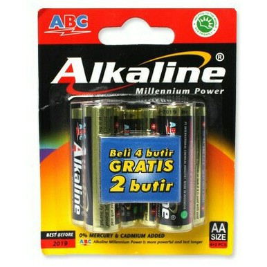 BATERAI ABC AA 4+2 ALKALINE